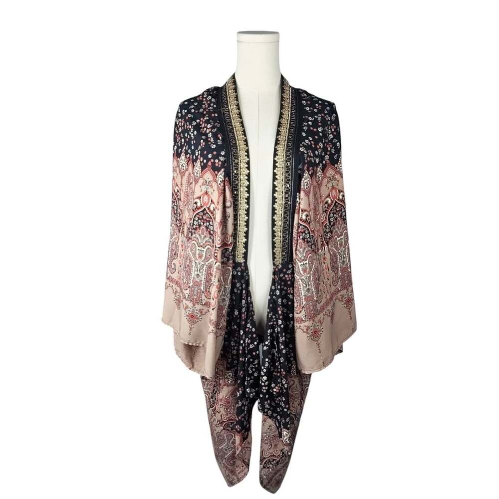 Nixon Asked Cash Floral and Paisley Print Embellished Kimono Cardigan